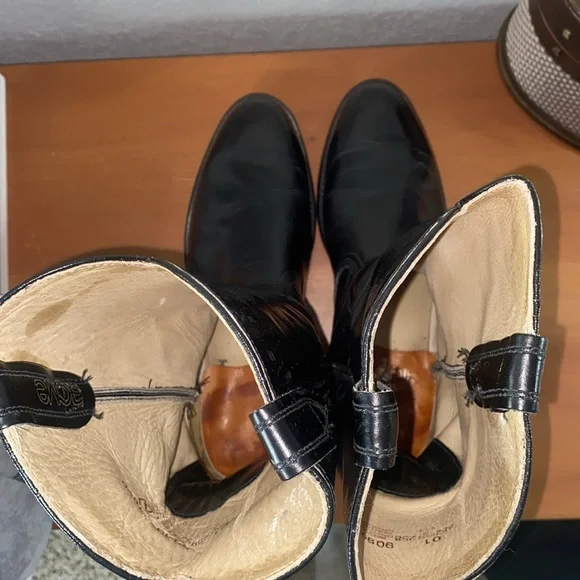 Mens ACME Black Leather Cowboy Work Boots Oil Resistant 10.5 - Picture 10 of 10